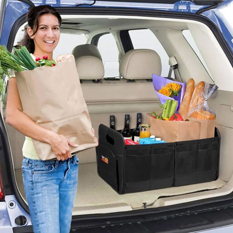 Auto si Moto - Piese auto si accesorii - Interior auto - Accesorii interior - Organizator portbagaj auto, Linomag®, Impermeabil, Pliabil, Spatios, Negru, 58 x 37 x 32 cm - Infinity.ro