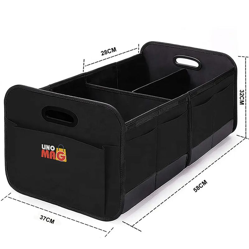 Auto si Moto - Piese auto si accesorii - Interior auto - Accesorii interior - Organizator portbagaj auto, Linomag®, Impermeabil, Pliabil, Spatios, Negru, 58 x 37 x 32 cm - Infinity.ro