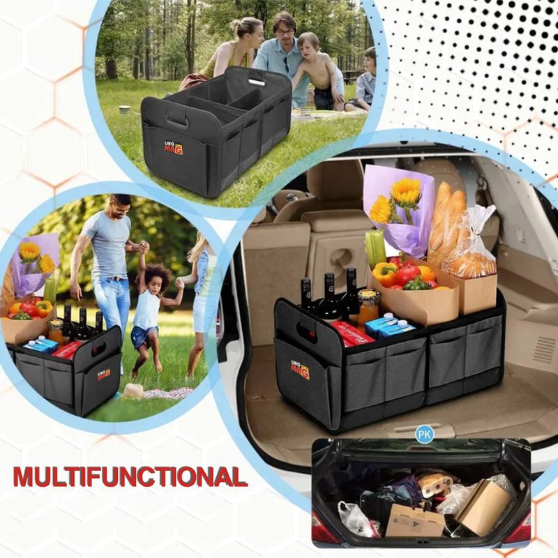 Auto si Moto - Piese auto si accesorii - Interior auto - Accesorii interior - Organizator portbagaj auto, Linomag®, Impermeabil, Pliabil, Spatios, Negru, 58 x 37 x 32 cm - Infinity.ro