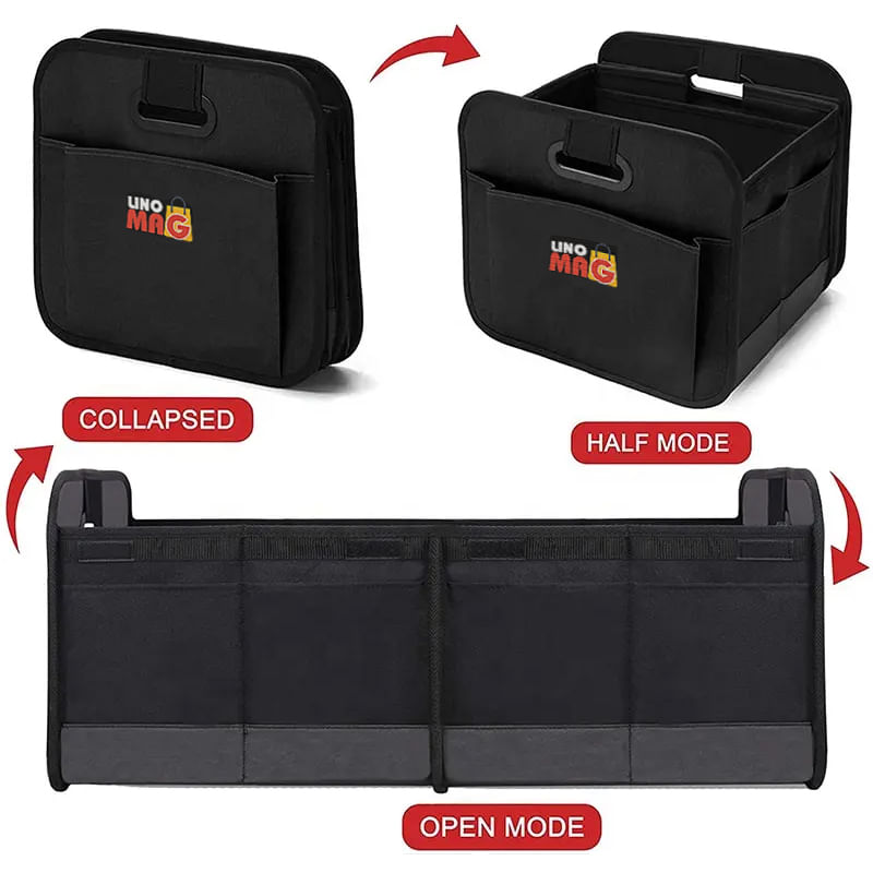 Auto si Moto - Piese auto si accesorii - Interior auto - Accesorii interior - Organizator portbagaj auto, Linomag®, Impermeabil, Pliabil, Spatios, Negru, 58 x 37 x 32 cm - Infinity.ro
