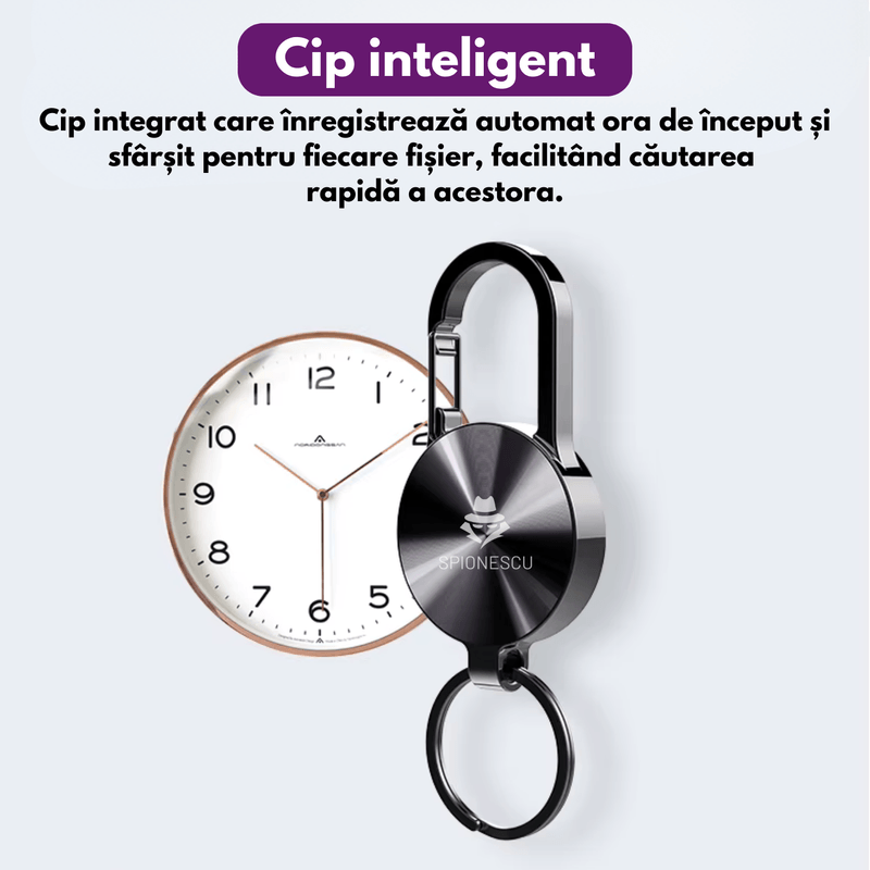 TV, Audio-Video si Foto - Portabile audio - Reportofoane - Reportofon spion tip breloc, S25, baterie 120 mAh, autonomie 25 h, MP3 player, inregistrare cu activare vocala - Infinity.ro