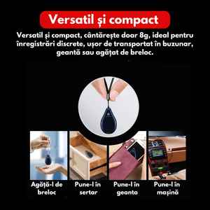 Reportofon spion tip pandantiv, M3, 32GB, inregistrare cu activare vocala, eliminare zgomote fundal, baterie 400 mAh