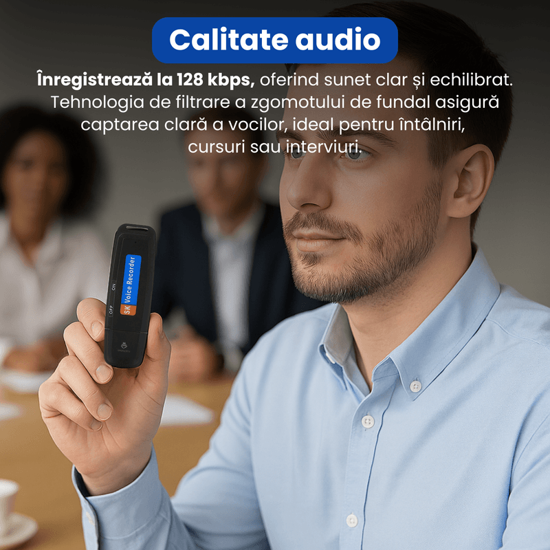 TV, Audio-Video si Foto - Portabile audio - Reportofoane - Stick USB cu reportofon, Spionescu, inregistrare audio pana la 12h, Slot Card TF, activare rapida, raza 10m, USB 2.0 - Infinity.ro