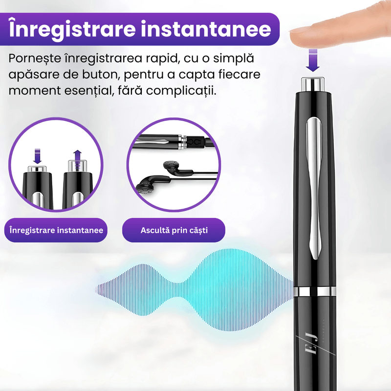 TV, Audio-Video si Foto - Portabile audio - Reportofoane - Pix cu microfon ascuns, activare vocala, MP3 Player, negru - 64 GB - Infinity.ro
