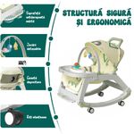 Jucarii, Copii si Bebe - Carucioare si articole de transport - Premergatoare - Balansoar 5 in 1 Linomag®, Scaun masa, Carucior, Masuta, Spatar rabatabil, Jucarii, 0-36 luni, Verde - Infinity.ro