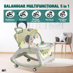 Jucarii, Copii si Bebe - Carucioare si articole de transport - Premergatoare - Balansoar 5 in 1 Linomag®, Scaun masa, Carucior, Masuta, Spatar rabatabil, Jucarii, 0-36 luni, Verde - Infinity.ro