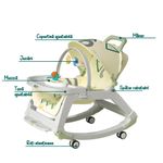 Jucarii, Copii si Bebe - Carucioare si articole de transport - Premergatoare - Balansoar 5 in 1 Linomag®, Scaun masa, Carucior, Masuta, Spatar rabatabil, Jucarii, 0-36 luni, Verde - Infinity.ro