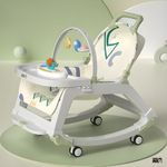 Jucarii, Copii si Bebe - Carucioare si articole de transport - Premergatoare - Balansoar 5 in 1 Linomag®, Scaun masa, Carucior, Masuta, Spatar rabatabil, Jucarii, 0-36 luni, Verde - Infinity.ro