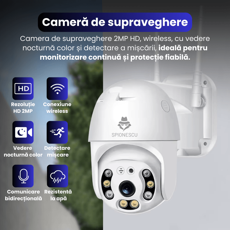 Casa si Gradina - Electrice - Smart Home - Camere de supraveghere - Camera de supraveghere 2 MP HD, PTZ, vedere nocturna color, WIFI, detectie forma umana, microfon incorporat - Infinity.ro