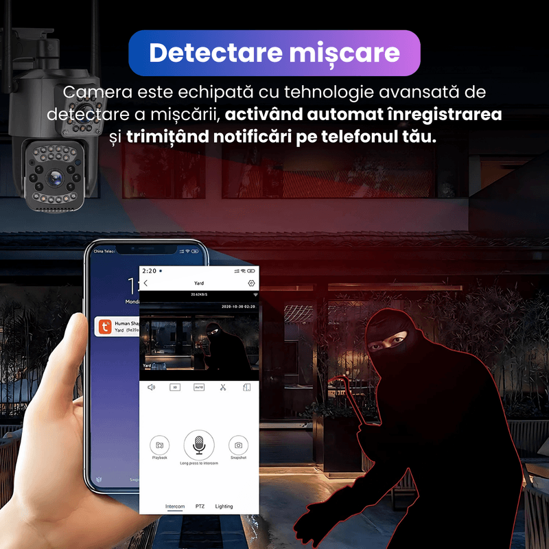 Casa si Gradina - Electrice - Smart Home - Camere de supraveghere - Camera de supraveghere 4MP, PTZ, comunicare bidirectionala, unghi larg, vedere nocturna color, senzor CMOS, zoom X10 - Infinity.ro