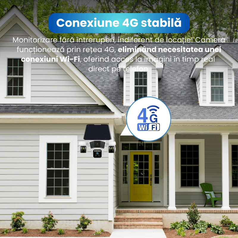 Casa si Gradina - Electrice - Smart Home - Camere de supraveghere - Camera de supraveghere, Q6, 12MP, panou solar integrat, conexiune 4G si Wi-Fi, slot SIM, viziune nocturna - Infinity.ro