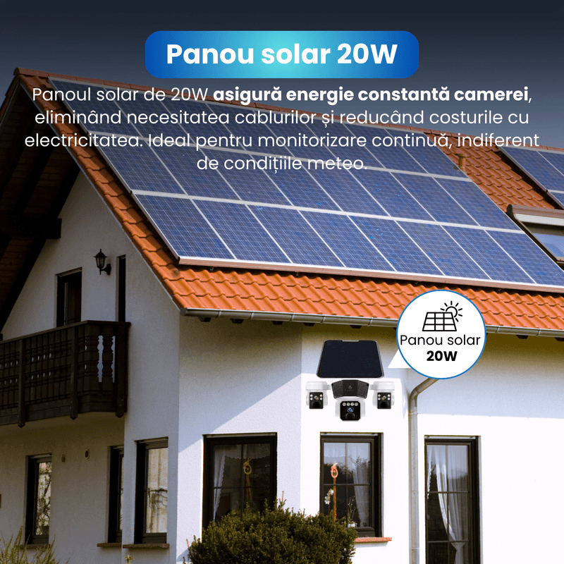 Casa si Gradina - Electrice - Smart Home - Camere de supraveghere - Camera de supraveghere, Q6, 12MP, panou solar integrat, conexiune 4G si Wi-Fi, slot SIM, viziune nocturna - Infinity.ro
