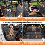 Petshop - Accesorii petshop - Alte accesorii petshop - Husa auto de protectie pentru transport animale, Linomag®, pentru caini si pisici, Impermeabila, Negru, 147 x 137 cm - Infinity.ro