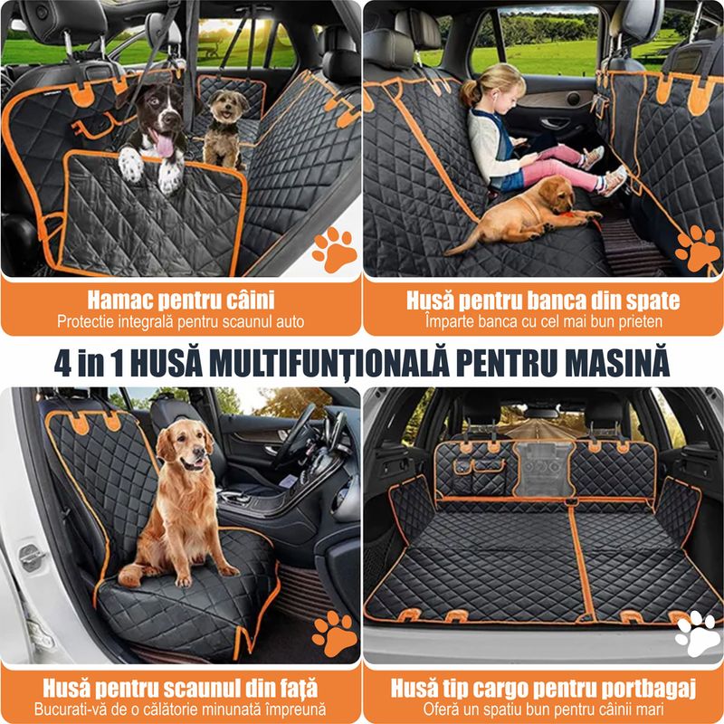 Petshop - Accesorii petshop - Alte accesorii petshop - Husa auto de protectie pentru transport animale, Linomag®, pentru caini si pisici, Impermeabila, Negru, 147 x 137 cm - Infinity.ro