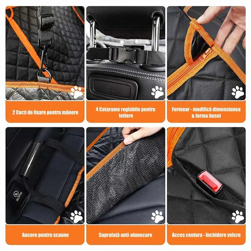 Petshop - Accesorii petshop - Alte accesorii petshop - Husa auto de protectie pentru transport animale, Linomag®, pentru caini si pisici, Impermeabila, Negru, 147 x 137 cm - Infinity.ro