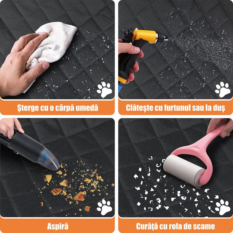 Petshop - Accesorii petshop - Alte accesorii petshop - Husa auto de protectie pentru transport animale, Linomag®, pentru caini si pisici, Impermeabila, Negru, 147 x 137 cm - Infinity.ro