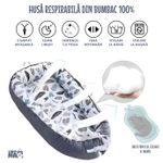 Casa si Gradina - Mobilier - Mobilier copii - Saltele patut copii - Cosulet Bebelusi pentru Dormit tip Baby Nest, Linomag®, cu Doua Fete, 0-24 Luni, 90x55cm, Husa Bumbac, Alb/Gri - Infinity.ro