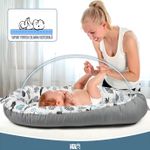 Casa si Gradina - Mobilier - Mobilier copii - Saltele patut copii - Cosulet Bebelusi pentru Dormit tip Baby Nest, Linomag®, cu Doua Fete, 0-24 Luni, 90x55cm, Husa Bumbac, Alb/Gri - Infinity.ro