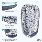 Casa si Gradina - Mobilier - Mobilier copii - Saltele patut copii - Cosulet Bebelusi pentru Dormit tip Baby Nest, Linomag®, cu Doua Fete, 0-24 Luni, 90x55cm, Husa Bumbac, Alb/Gri - Infinity.ro