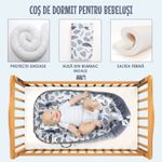 Casa si Gradina - Mobilier - Mobilier copii - Saltele patut copii - Cosulet Bebelusi pentru Dormit tip Baby Nest, Linomag®, cu Doua Fete, 0-24 Luni, 90x55cm, Husa Bumbac, Alb/Gri - Infinity.ro