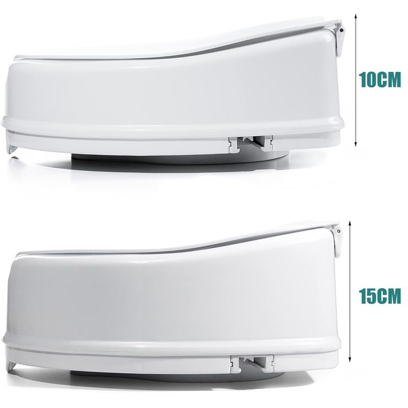 Casa si Gradina - Sanitare - Obiecte sanitare - Accesorii vase de toaleta - Inaltator WC cu capac Linomag®, 15 cm inaltime, Sistem de prindere reglabil pentru vasul de toaleta, Alb - Infinity.ro