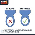 Casa si Gradina - Sanitare - Obiecte sanitare - Accesorii vase de toaleta - Inaltator WC cu capac si manere Linomag®, 10 cm, colac PU moale, prindere reglabila, Alb/Albastru Violet - Infinity.ro