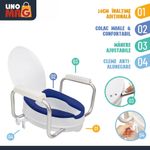 Casa si Gradina - Sanitare - Obiecte sanitare - Accesorii vase de toaleta - Inaltator WC cu capac si manere Linomag®, 10 cm, colac PU moale, prindere reglabila, Alb/Albastru Violet - Infinity.ro
