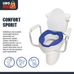 Casa si Gradina - Sanitare - Obiecte sanitare - Accesorii vase de toaleta - Inaltator WC cu capac si manere Linomag®, 10 cm, colac PU moale, prindere reglabila, Alb/Albastru Violet - Infinity.ro