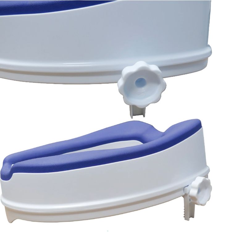 Casa si Gradina - Sanitare - Obiecte sanitare - Accesorii vase de toaleta - Inaltator WC cu capac Linomag®, 10cm, colac PU moale, prindere reglabila, confort sporit, Alb/Albastru - Infinity.ro