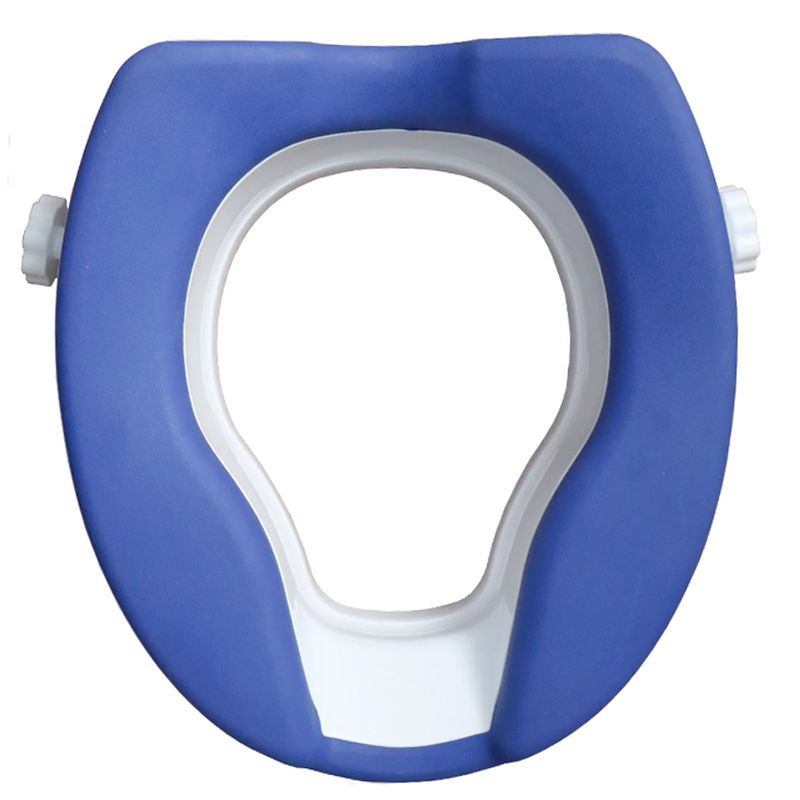 Casa si Gradina - Sanitare - Obiecte sanitare - Accesorii vase de toaleta - Inaltator WC cu capac Linomag®, 10cm, colac PU moale, prindere reglabila, confort sporit, Alb/Albastru - Infinity.ro