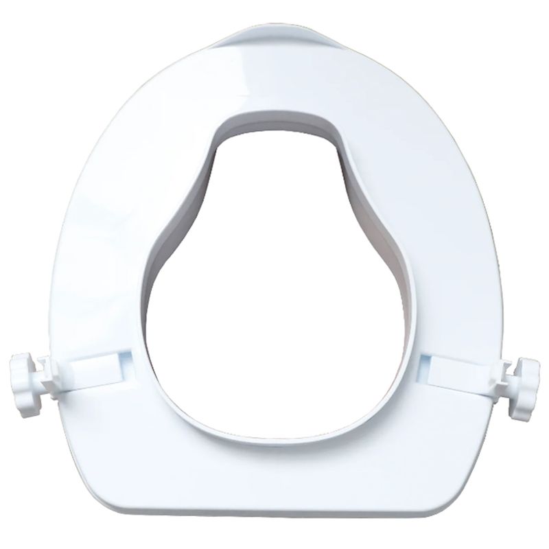 Casa si Gradina - Sanitare - Obiecte sanitare - Accesorii vase de toaleta - Inaltator WC cu capac Linomag®, 10cm, colac PU moale, prindere reglabila, confort sporit, Alb/Albastru - Infinity.ro