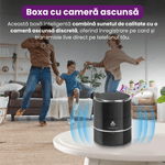 Laptop, Telefoane si Tablete - Wearables si gadgeturi - Gadgeturi - Dispozitive spionaj - Boxa bluetooth cu camera ascunsa, Wifi, rotatie senzor 240°, detectia miscarii, Android/iOS, stocare card/cloud, 1080P - Infinity.ro