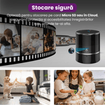 Laptop, Telefoane si Tablete - Wearables si gadgeturi - Gadgeturi - Dispozitive spionaj - Boxa bluetooth cu camera ascunsa, Wifi, rotatie senzor 240°, detectia miscarii, Android/iOS, stocare card/cloud, 1080P - Infinity.ro