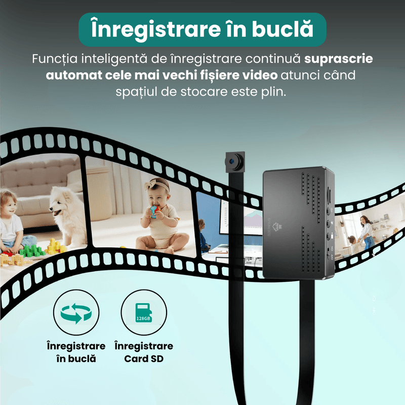 Laptop, Telefoane si Tablete - Wearables si gadgeturi - Gadgeturi - Dispozitive spionaj - Mini camera supraveghere, 1080P, detectie miscare, baterie 2600mAh, DIY, telecomanda wireless, inregistrare in bucla - Infinity.ro
