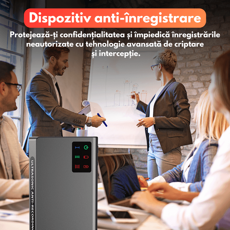 Laptop, Telefoane si Tablete - Wearables si gadgeturi - Gadgeturi - Dispozitive spionaj - Dispozitiv anti-inregistrare, tehnologie ultrasunete avansata, distorsionare sunete, autonomie 180 min, baterie 4000mAh - Infinity.ro