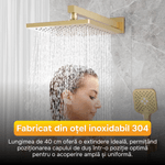 Casa si Gradina - Sanitare - Cazi si cabine de dus - Coloane si seturi de dus - Brat pentru para de dus, EJ Products, 40 cm, otel inoxidabil 304, rezistent la coroziune, antioxidare, sustine 10 kg - Infinity.ro