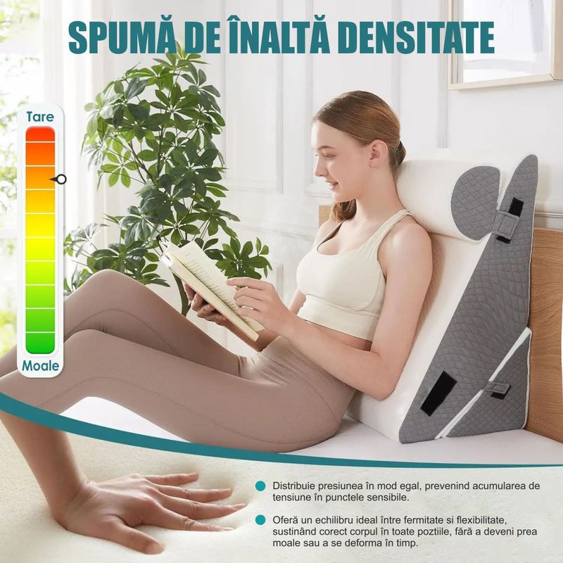 Casa si Gradina - Textile si covoare - Perne si pilote - Perne - Set 3 Perne Ortopedice 10 in 1 Linomag®, spuma memorie, suport complet, husa lavabila, Alb/Gri Plumb - Infinity.ro