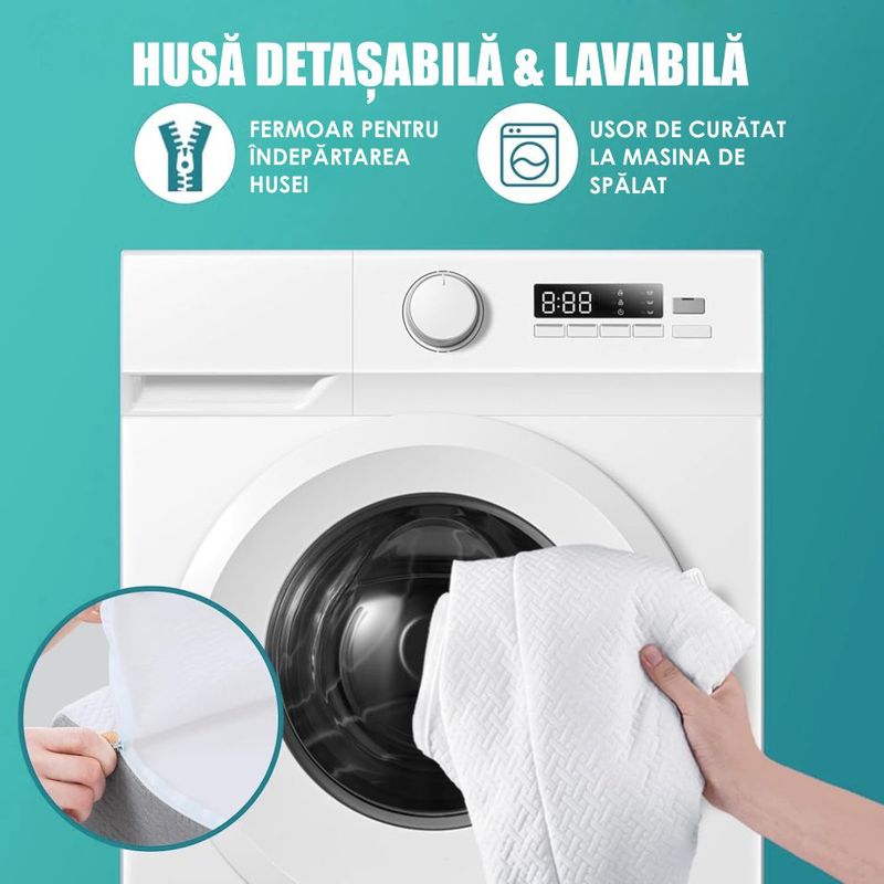Casa si Gradina - Textile si covoare - Perne si pilote - Perne - Set 3 Perne Ortopedice 10 in 1 Linomag®, spuma memorie, suport complet, husa lavabila, Alb/Gri Plumb - Infinity.ro