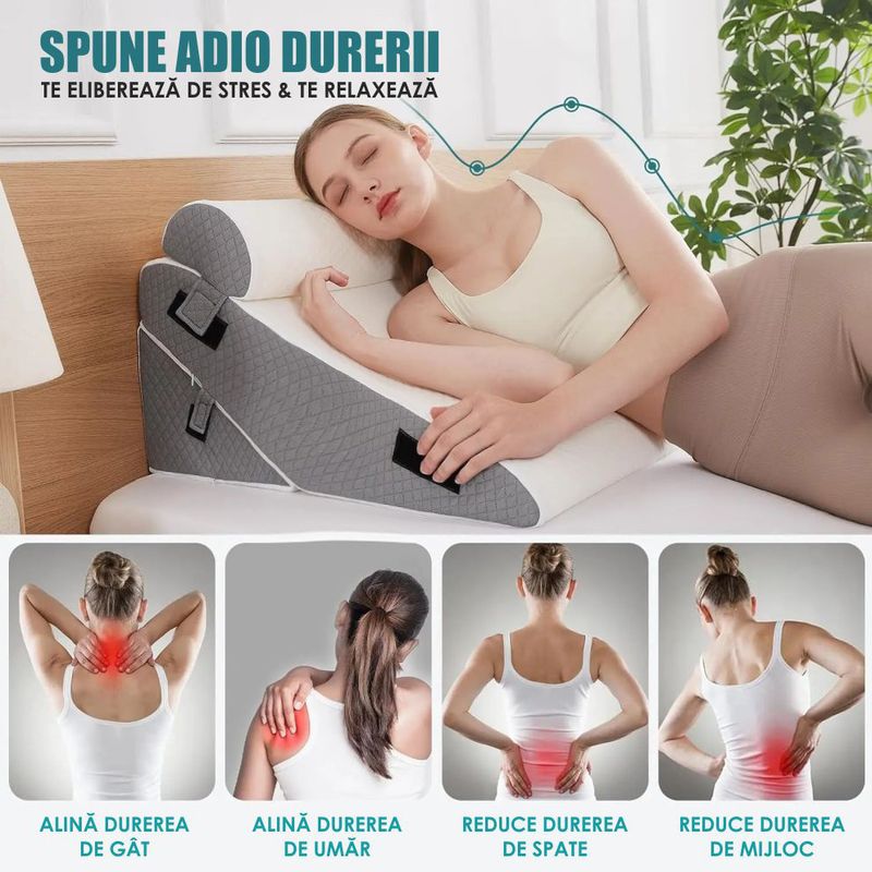 Casa si Gradina - Textile si covoare - Perne si pilote - Perne - Set 3 Perne Ortopedice 10 in 1 Linomag®, spuma memorie, suport complet, husa lavabila, Alb/Gri Plumb - Infinity.ro