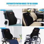 Casa si Gradina - Textile si covoare - Perne si pilote - Perne - Set 2 Perne Ortopedice Linomag®,  Perna Sezut si Perna Lombara completa, din Spuma cu Memorie, Negru Intens - Infinity.ro