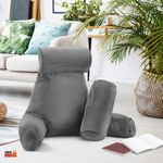 Casa si Gradina - Textile si covoare - Perne si pilote - Perne - Perna pentru Citit cu Cotiere, Suport pentru Cap/Gat Detasabil, Linomag®, 2 x Buzunare Laterale, Gri, 91.5x75cm - Infinity.ro