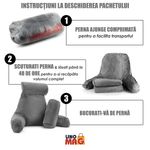 Casa si Gradina - Textile si covoare - Perne si pilote - Perne - Perna pentru Citit cu Cotiere, Suport pentru Cap/Gat Detasabil, Linomag®, 2 x Buzunare Laterale, Gri, 91.5x75cm - Infinity.ro