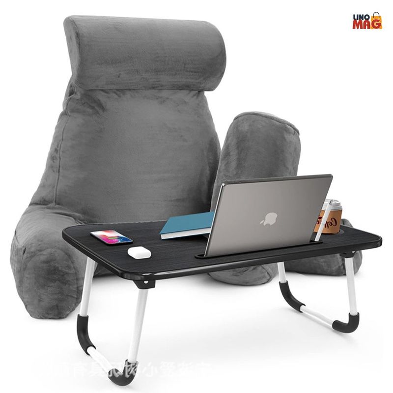 Casa si Gradina - Textile si covoare - Perne si pilote - Perne - Perna pentru Citit cu Cotiere, Suport pentru Cap/Gat Detasabil, Linomag®, 2 x Buzunare Laterale, Gri, 91.5x75cm - Infinity.ro