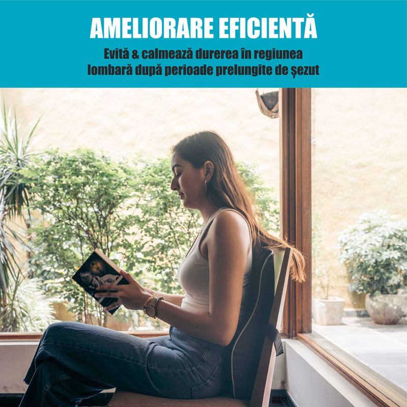 Casa si Gradina - Textile si covoare - Perne si pilote - Perne - Perna lombara completa pentru scaun de birou sau masina, Linomag®, Spuma cu memorie, Negru, 44 x 37 x 12cm - Infinity.ro