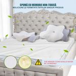 Casa si Gradina - Textile si covoare - Perne si pilote - Perne - Perna Ortopedica Cervicala pentru dormit Linomag®, Spuma cu Memorie, Husa lavabila, Alb/Gri deschis, 62 x 38 x 9-13 cm - Infinity.ro