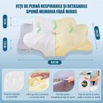 Casa si Gradina - Textile si covoare - Perne si pilote - Perne - Perna Ortopedica Cervicala pentru dormit Linomag®, Spuma cu Memorie, Husa lavabila, Alb/Gri deschis, 62 x 38 x 9-13 cm - Infinity.ro