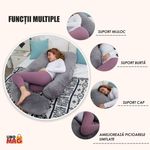 Casa si Gradina - Textile si covoare - Perne si pilote - Perne - Perna Gravide si Alaptare 3 in 1 Linomag®, Multifunctionala, Sustinere  pentru Burta, Spate, Bebelus, Gri - Infinity.ro