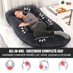 Casa si Gradina - Textile si covoare - Perne si pilote - Perne - Perna Gravide si Alaptare 3 in 1 Linomag®, Multifunctionala, Sustinere pentru Burta, Spate, Bebelus, Relaxare, Negru - Infinity.ro