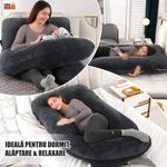 Casa si Gradina - Textile si covoare - Perne si pilote - Perne - Perna Gravide si Alaptare 3 in 1 Linomag®, Multifunctionala, Sustinere pentru Burta, Spate, Bebelus, Relaxare, Negru - Infinity.ro