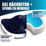 Casa si Gradina - Textile si covoare - Perne si pilote - Perne - Perna Ortopedica Sezut Linomag®, spuma memorie, gel racoritor, suport coccis, husa velur, Bleumarin - Infinity.ro